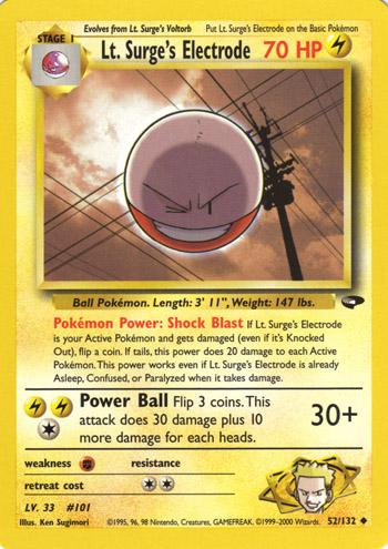 Gym Challenge Lt. Surge's Electrode Pokémon card